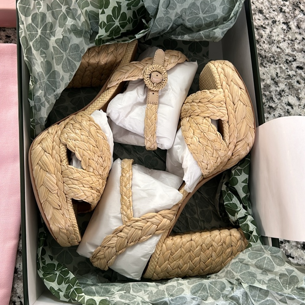 Kate Spade New York Disco Raffia Dress Sandals - Natural Size 7.5 - Picture 8 of 14